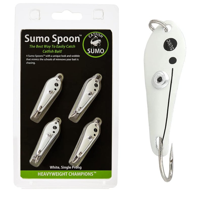 Catfish Sumo Sumo Spoon â€“ Catfishing Bait Spoon for Skipjack, White Bass, Striped Bass and Other Baitfish, 1 5/8" (1 Prong, White) - Image 2